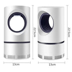 White cylindrical mosquito catcher trap with LED light, diameter 13cm, height 22.5cm