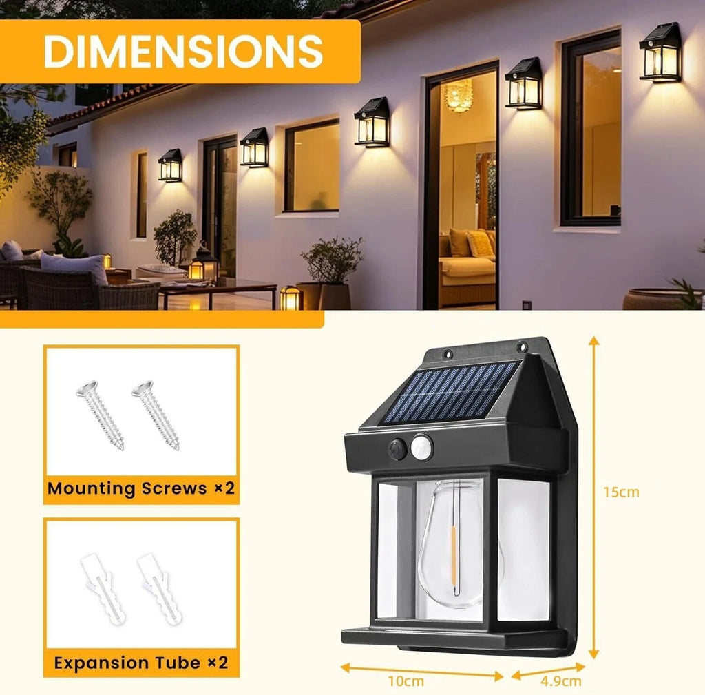 LED Solar Wall Light PIR Motion Sensor Outdoor Garden Yard Security Lamp