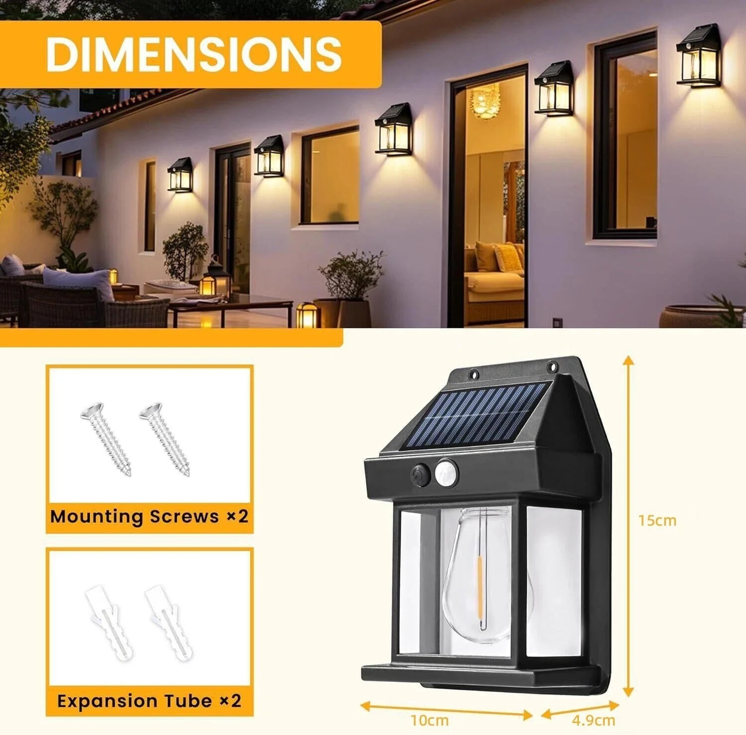 LED Solar Wall Light PIR Motion Sensor Outdoor Garden Yard Security Lamp