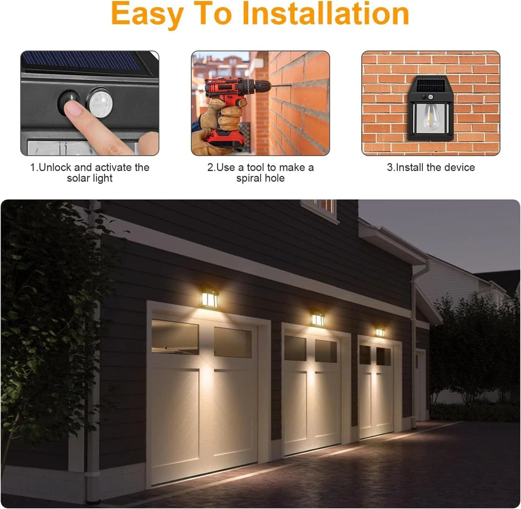 LED Solar Wall Light PIR Motion Sensor Outdoor Garden Yard Security Lamp