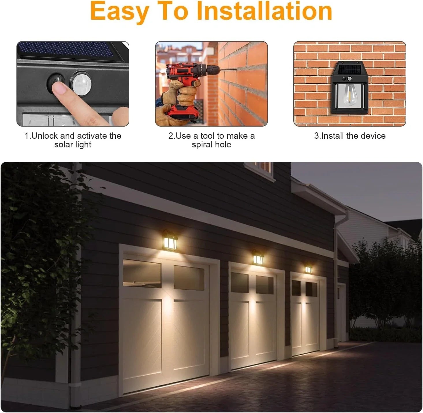 LED Solar Wall Light PIR Motion Sensor Outdoor Garden Yard Security Lamp